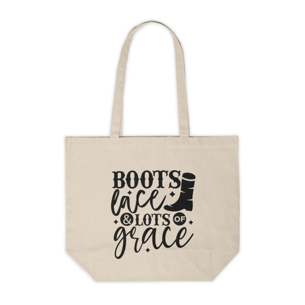 Boots, Lace & Lots Of Grace Custom Canvas Tote Bag